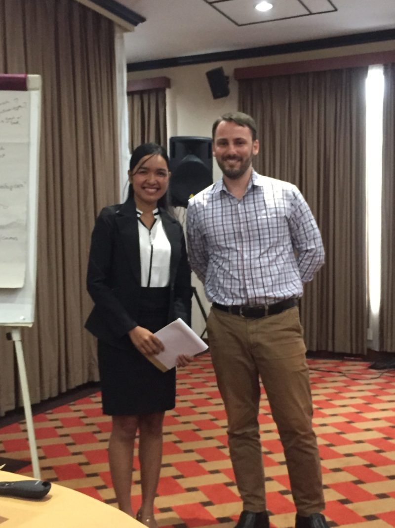 CIF Social Work Technical Advisor Chris and OSCaR Liason and Trainer Sokly pose for a photo in Indonesia