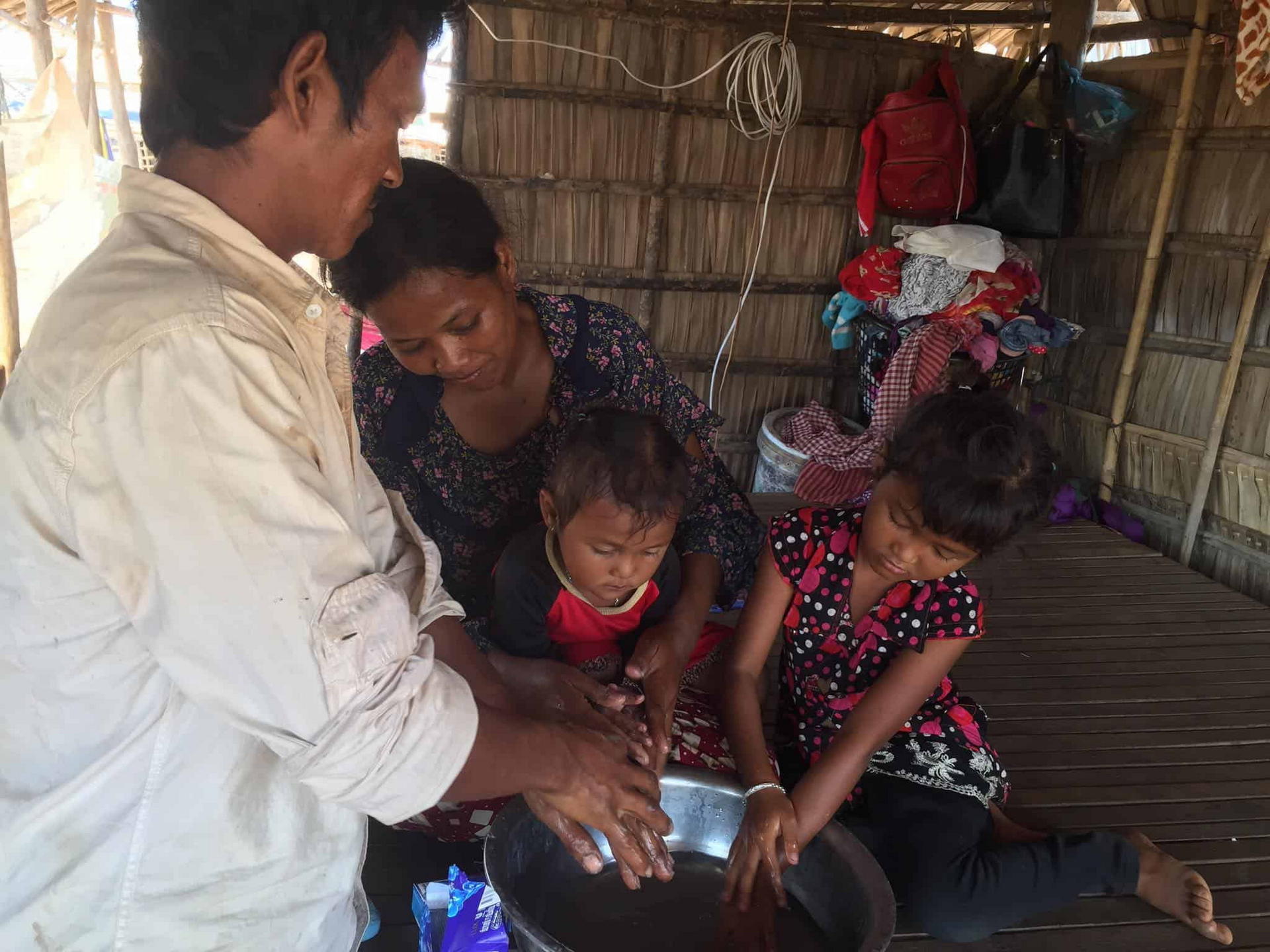 One of the families working with CIF, practicing proper hygiene.